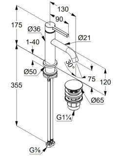 Смеситель для раковины Kludi Nova Fonte Pura 20266N215 сталь оружейная брашированная
